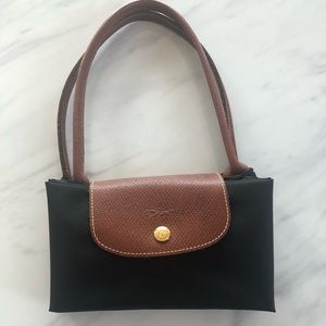 Longchamp Black and Brown Shoulder Bag